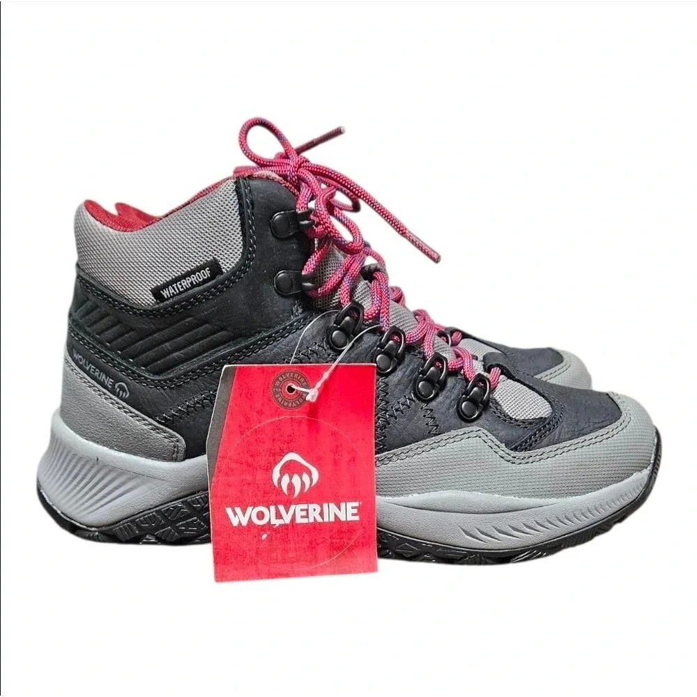 Wolverine Waterproof Hiking Boots Women's Size 9.5 M Black Gray‎ Gorpcore New